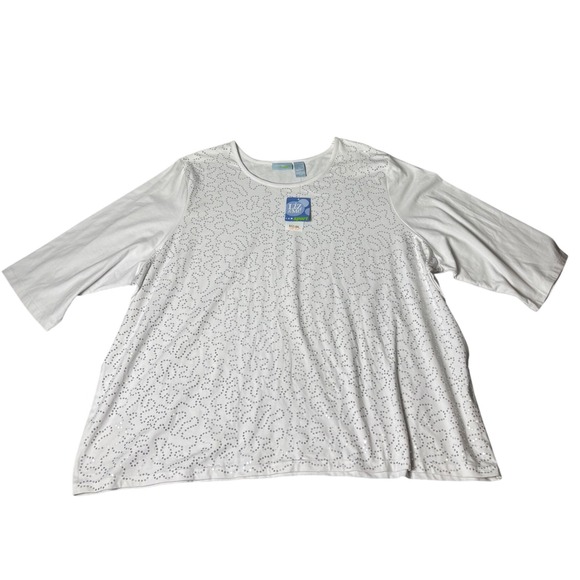 Liz & Me Sport 4X White Sequin Embellished Top Plus Size Womenswear - Picture 1 of 7